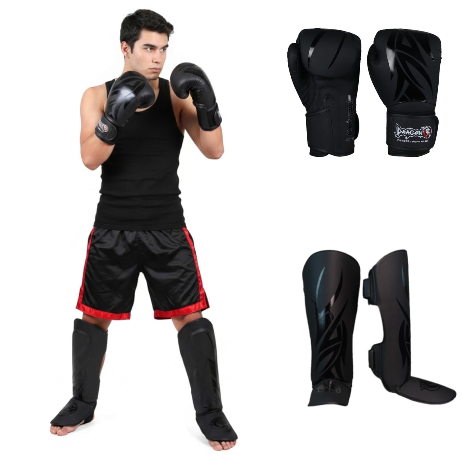 Dragon do 30115-P Boxen Kickboxen Set Boxhandschuhe 8-16 oz Schienbein