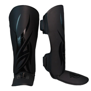 Dragondo 40726-P Black Mamba Schienbeinschützer – Profi Schienbein- und Spannschutz für Kickboxen, Muay Thai & MMA – Ergonomisch, Stoßfest, Schwarz (L)