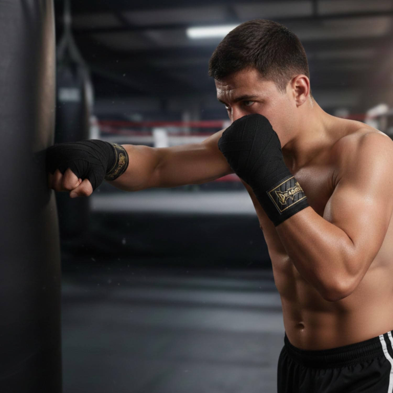 Dragon Do Premium Boxbandagen max. in 3,5 mt. Männer und Frauen Boxbandage Hand Boxen Kickboxen, MMA Boxen Muay Thai. Handschtzer (Schwarz-Gold)