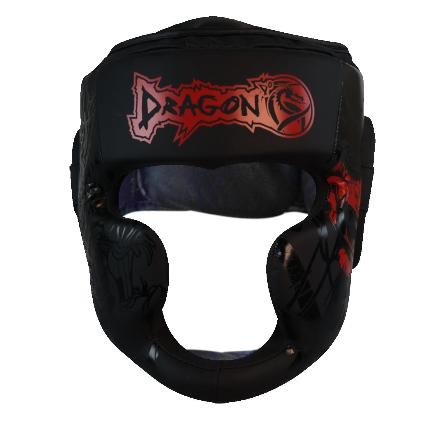 Dragon do 11747-P Yakuza Schwarz Black Kopfschutz für Kickboxen, Kampfsport MMA Training Hochwertiges Kunstleder Kopfschützer für Sparring, Boxen, Muay Thai, Karate