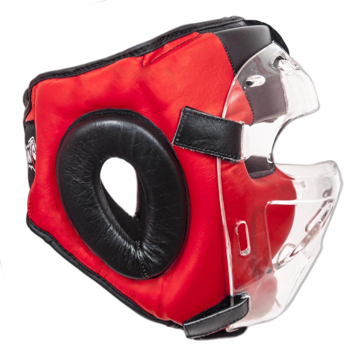 Dragon 11750-L Leder Kopfschutz mit abnehmbarem Visier Professioneller Boxhelm für Sparring, MMA, Muay Thai Kickboxen Fullface Gesichtsschutz Echtleder (L)