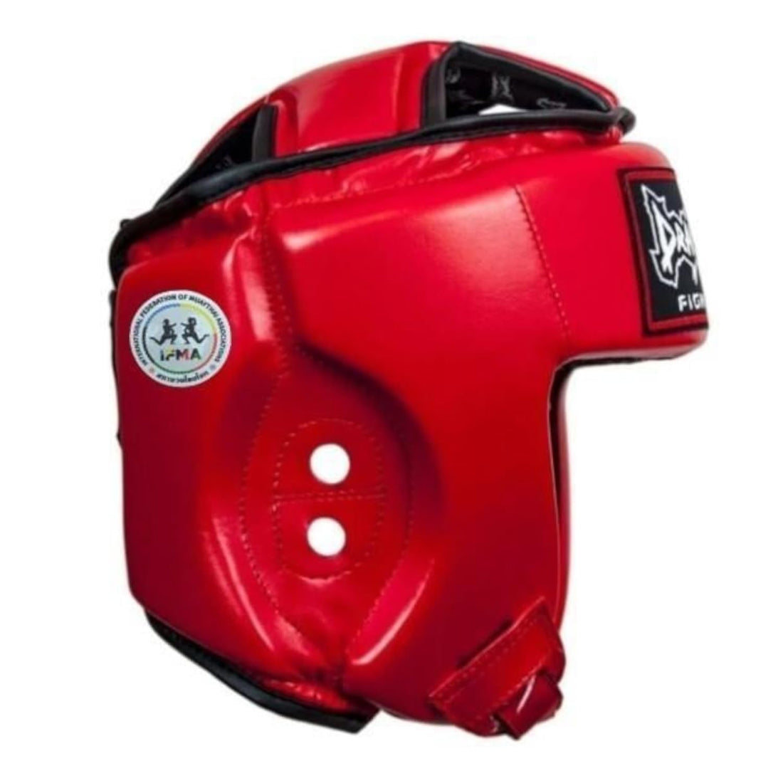 Dragon Do DRG-99-L IFMA zertifizierter Kopfschutz - Professioneller Muay Thai & Kickboxen Boxhelm aus echtem Leder - CE-geprüft - Blau/Rot (Rot, L)