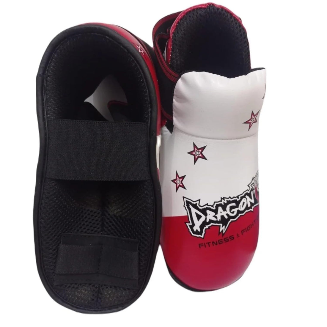 Dragondo 30240-P Fußschutz für Kickboxen & Kampfsport – Trainings-Fußschützer mit Schlagdämpfung, Blau/Rot (Rot, L)