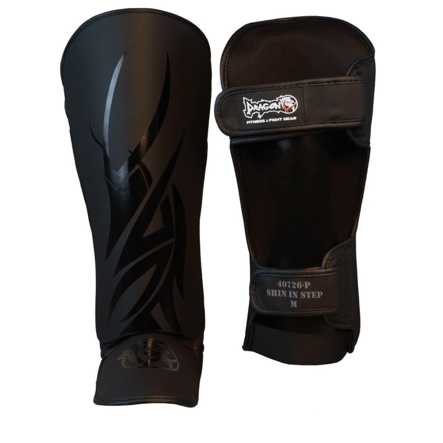 Dragondo 40726-P Black Mamba Schienbeinschützer – Profi Schienbein- und Spannschutz für Kickboxen, Muay Thai & MMA – Ergonomisch, Stoßfest, Schwarz (L)