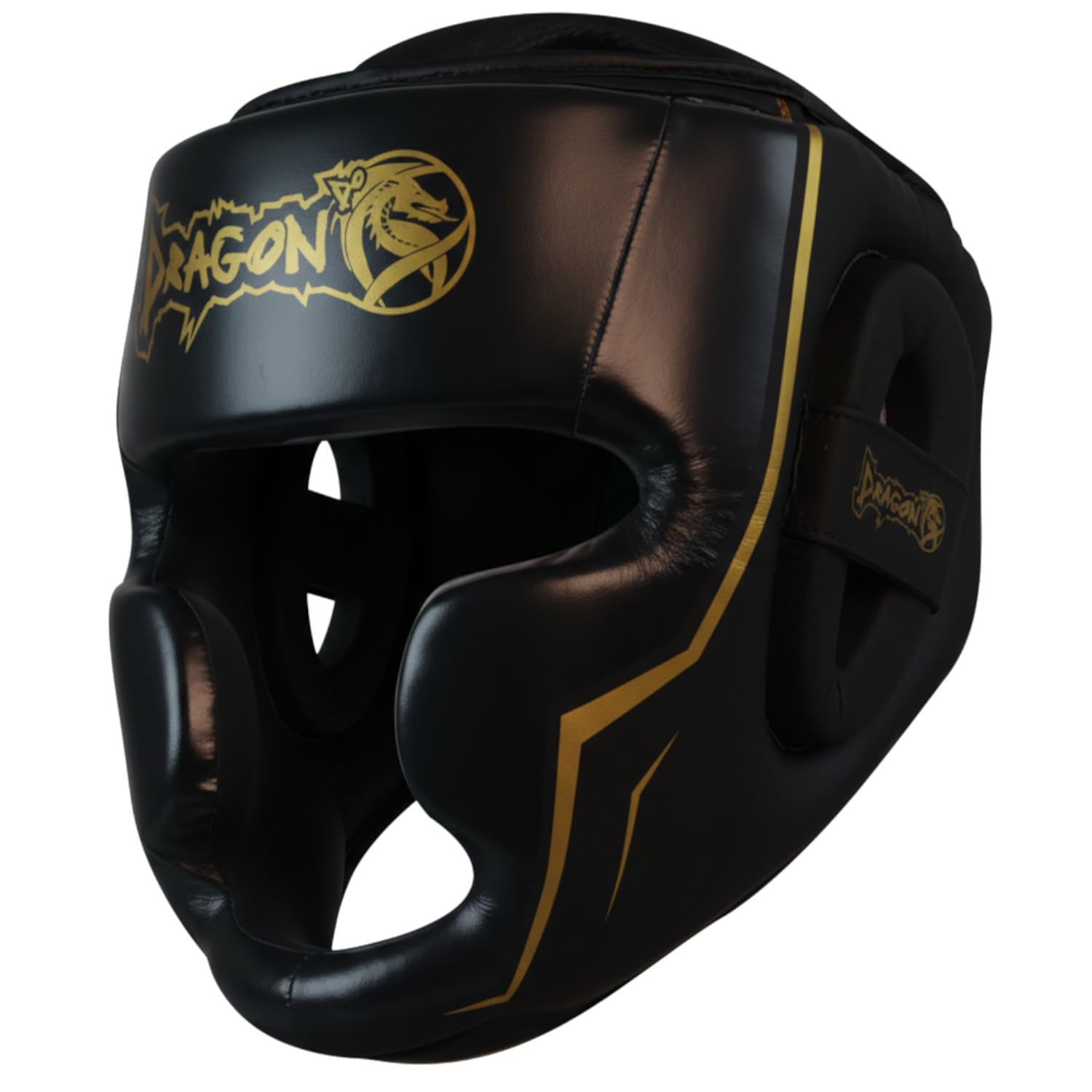 Dragon do 11748-P Legacy Schwarz Black Kopfschutz für Kickboxen, Kampfsport MMA Training Hochwertiges Kunstleder Kopfschützer für Sparring, Boxen, Muay Thai, Karate