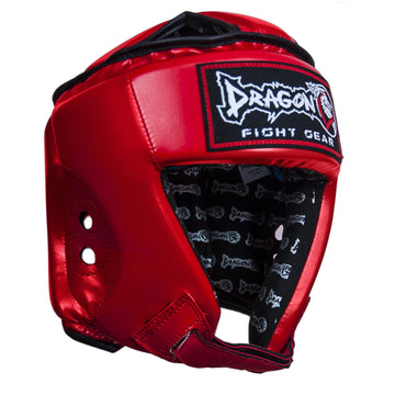 Dragondo 11785-P Kopfschutz für Kickboxen & Muay Thai – Geschlossener Boxhelm mit Wangen- und Oberkopfschutz, CE-Zertifiziert, Schwarz/Rot/Blau (Rot, L)