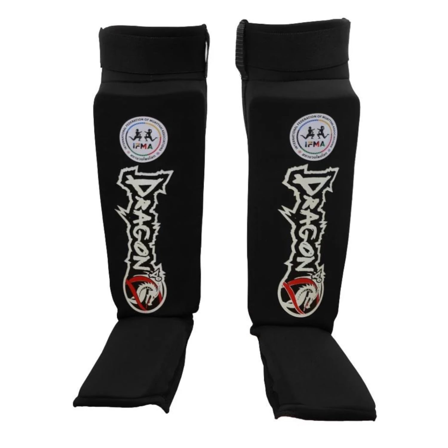 DragonDo 40610 IFMA Approved Neopren Schienbeinschützer & Spannschutz - Professioneller Muay Thai & Kickboxen Beinschutz - rutschfest, Stoßfest & Offizielle Wettkampfqualität