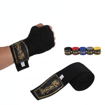 Dragon Do Premium Boxbandagen max. in 3,5 mt. Männer und Frauen Boxbandage Hand Boxen Kickboxen, MMA Boxen Muay Thai. Handschtzer (Schwarz-Gold)