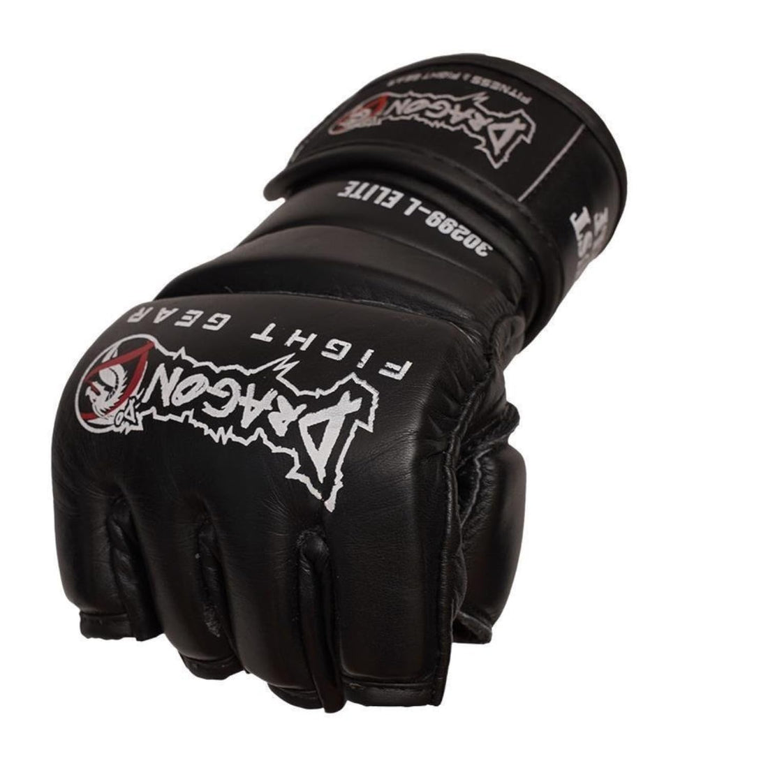 Dragon do 30299-L Elite MMA Handschuhe aus echtem Leder – Professionelle Freefight Boxhandschuhe für Training Grappling Offene Handfläche, Handgelenkschutz Schwarz