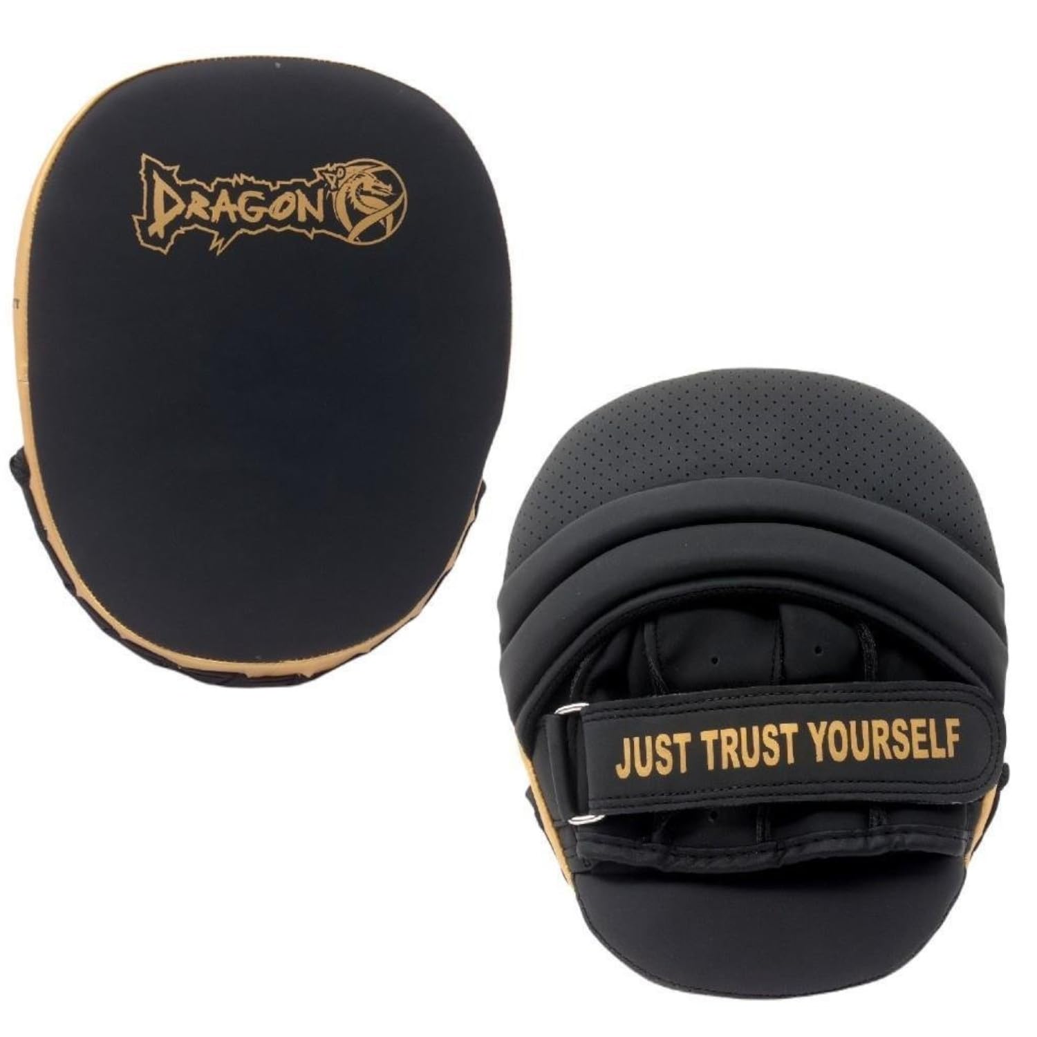 DragonDo 40224-P Professionelle Rayong Pads Boxpratzen Set (Paar) Gelb/Schwarz Stoßdämpfende Gekrümmte Schlagpolster für Boxen, Kickboxen MMA Hochwertiges PU-Leder