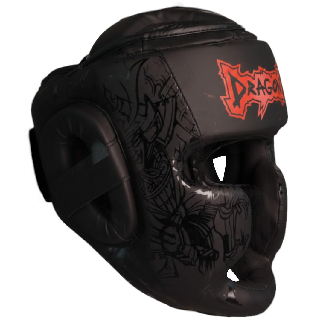 Dragon do 11747-P Yakuza Schwarz Black Kopfschutz für Kickboxen, Kampfsport MMA Training Hochwertiges Kunstleder Kopfschützer für Sparring, Boxen, Muay Thai, Karate