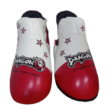 Dragondo 30240-P Fußschutz für Kickboxen & Kampfsport – Trainings-Fußschützer mit Schlagdämpfung, Blau/Rot (Rot, L)
