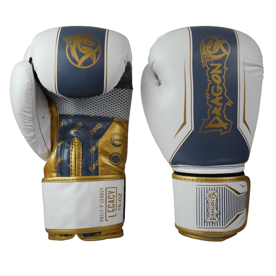 Dragon do Legacy Boxhandschuhe Set 3 Teilig 10-12-14-16 Oz Boxhandschuhe Schwarz-Weiß inkl. 3,5m schwarzen Bandagen Zahnschutz Profi-Set für Kickboxen, Muay Thai