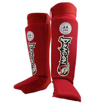 DragonDo 40610 IFMA Approved Neopren Schienbeinschützer & Spannschutz - Professioneller Muay Thai & Kickboxen Beinschutz - rutschfest, Stoßfest & Offizielle Wettkampfqualität