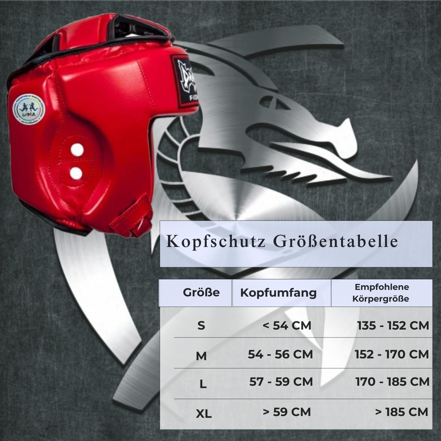 Dragon Do DRG-99-L IFMA zertifizierter Kopfschutz - Professioneller Muay Thai & Kickboxen Boxhelm aus echtem Leder - CE-geprüft - Blau/Rot (Rot, L)