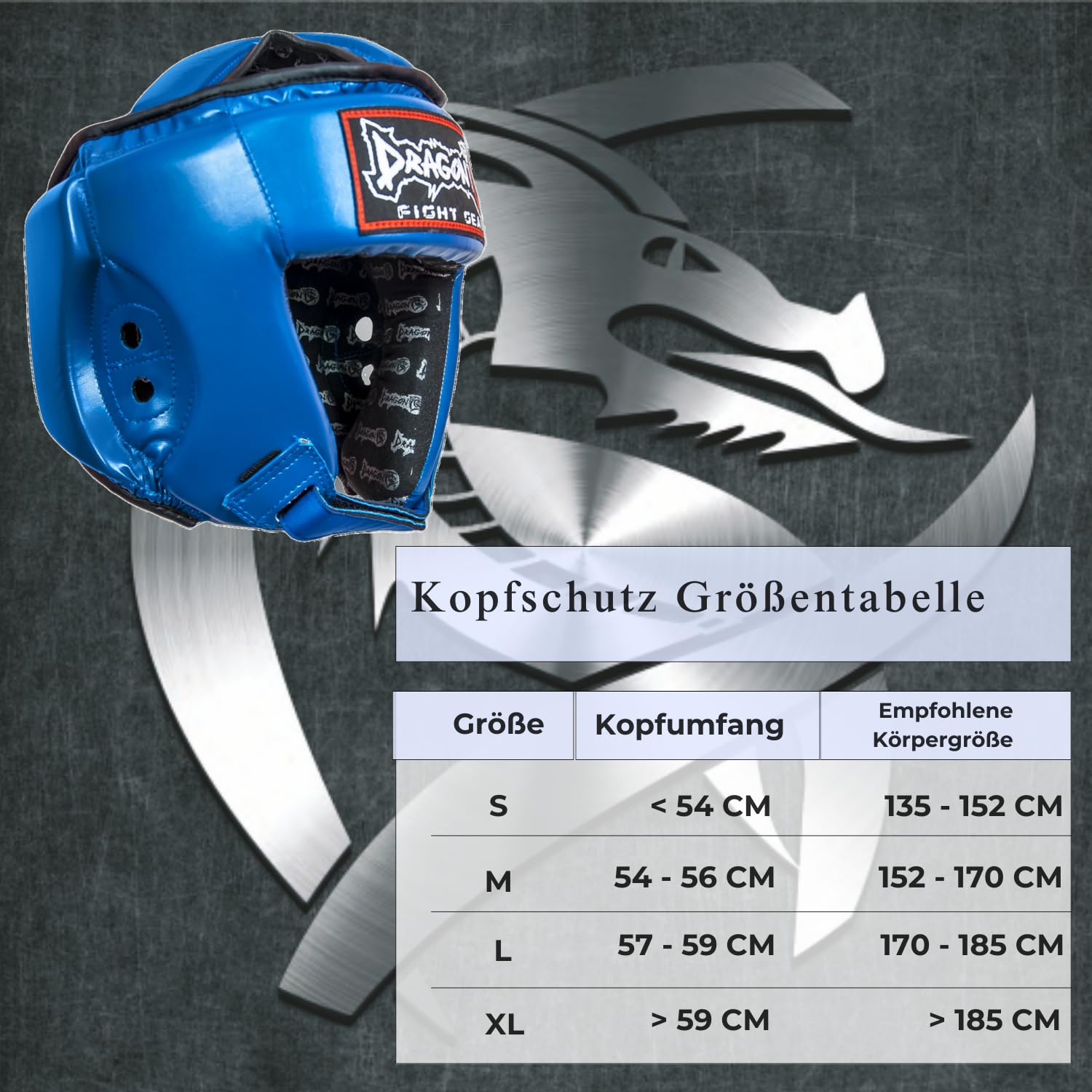 Dragondo 11785-P Kopfschutz für Kickboxen & Muay Thai – Geschlossener Boxhelm mit Wangen- und Oberkopfschutz, CE-Zertifiziert, Schwarz/Rot/Blau (Rot, L)