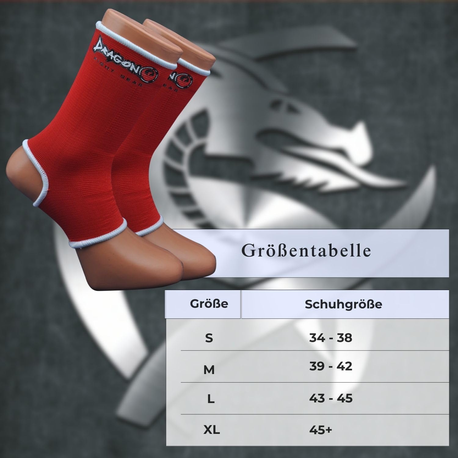 Dragon Do 41280 Knöchelschützer für Kickboxen Muay Thai Elastische Sprunggelenkbandage für Kampfsport, MMA Boxen Knöchelunterstützung für Herren Damen (1 Paar) (Rot