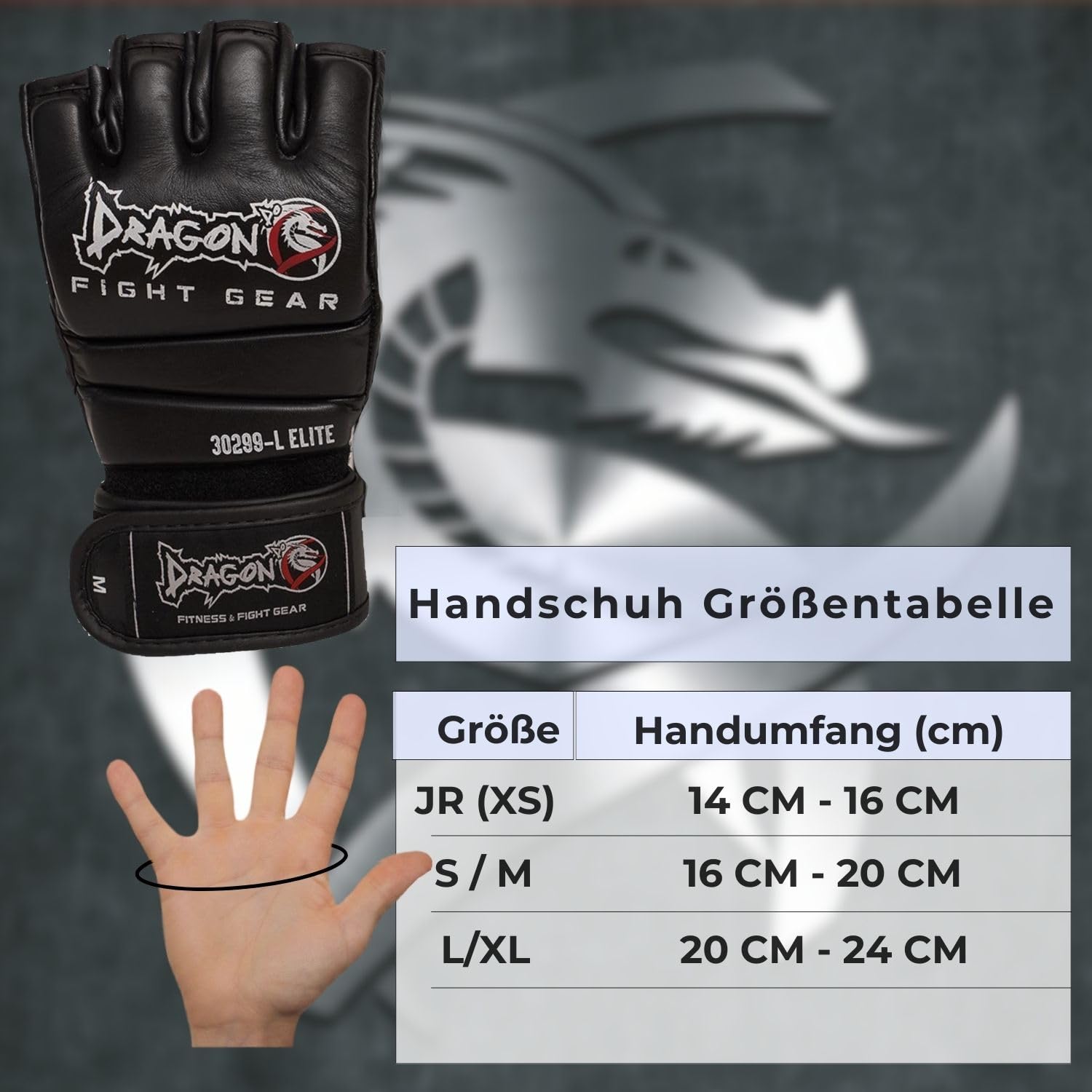 Dragon do 30299-L Elite Leder MMA Handschuhe aus echtem Leder