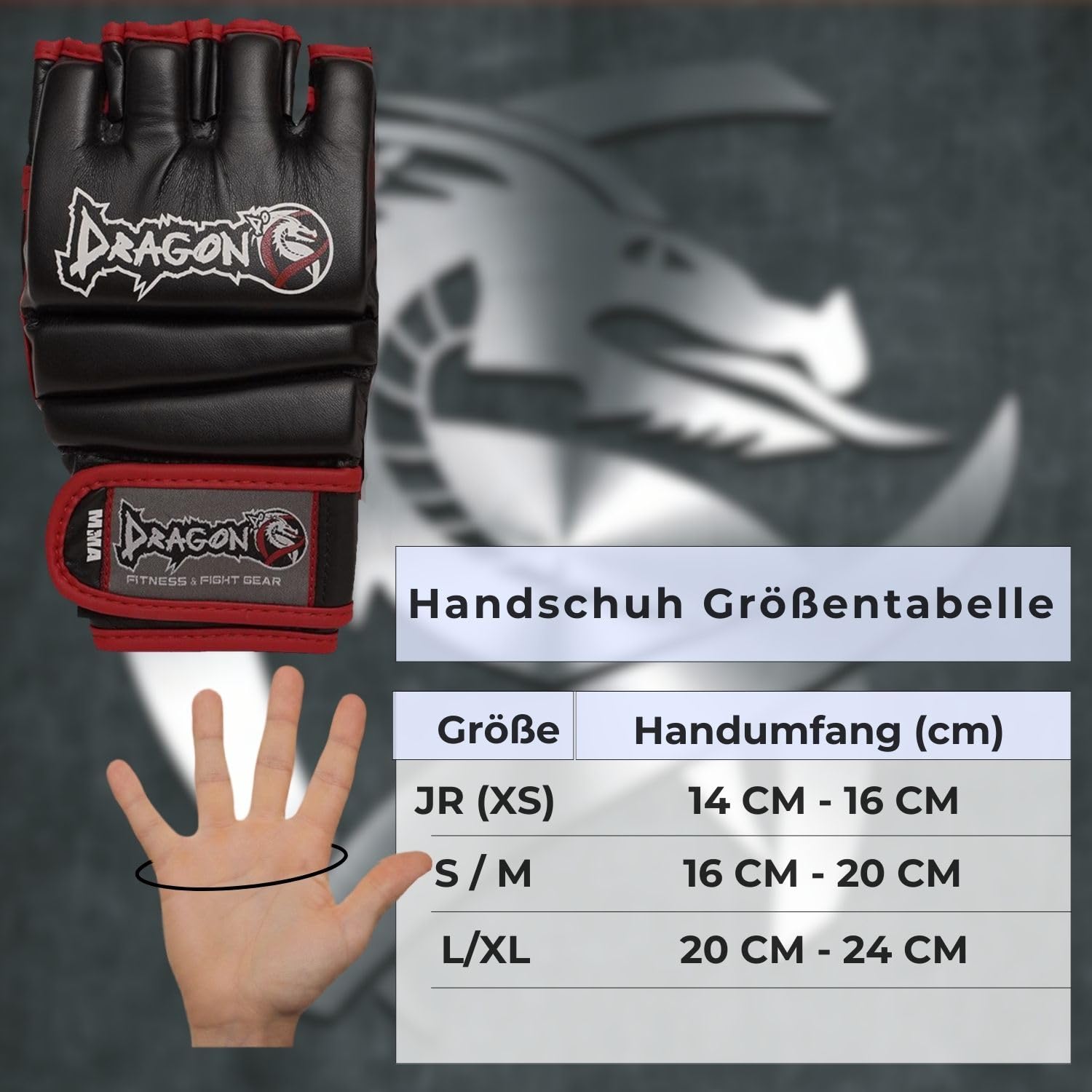 Dragon do 30253-P MMA Handschuhe für Herren Damen Profi Grappling Handschuhe mit Daumenschutz Ideal für Sandsacktraining, Freefight Kampfsport Atmungsaktiv Verstellbarer