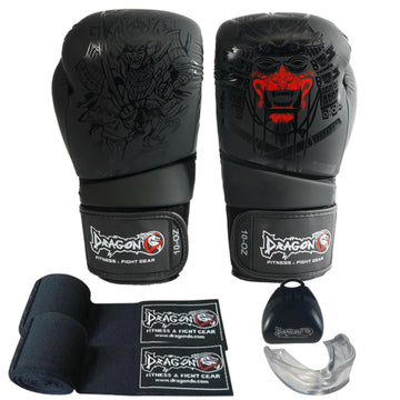 Dragon do 30128-P Yakuza Boxhandschuhe Set Boxhandschuhe, Bandagen und Mundschutz