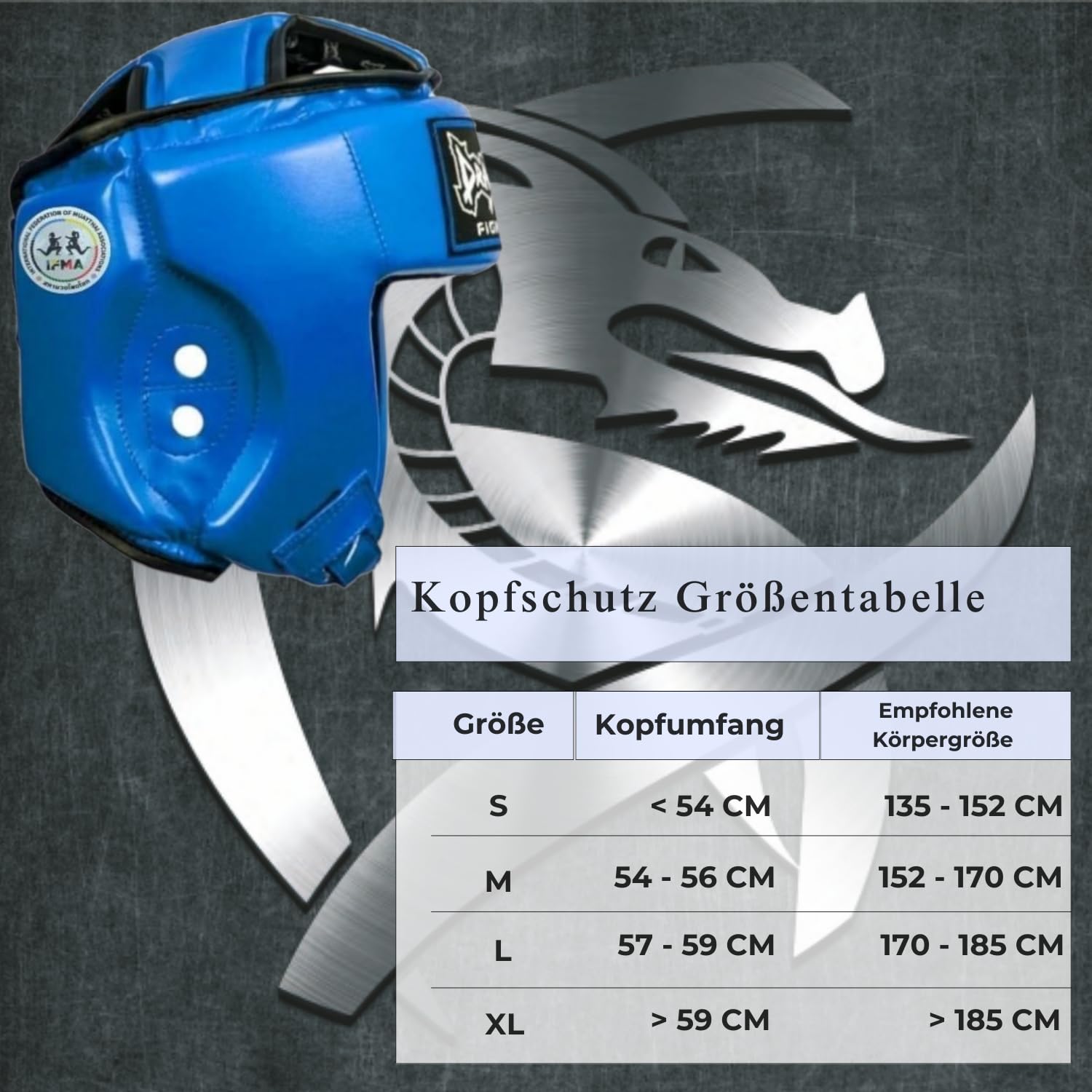 Dragon Do DRG-99-L IFMA zertifizierter Kopfschutz - Professioneller Muay Thai & Kickboxen Boxhelm aus echtem Leder - CE-geprüft - Blau/Rot (Rot, L)
