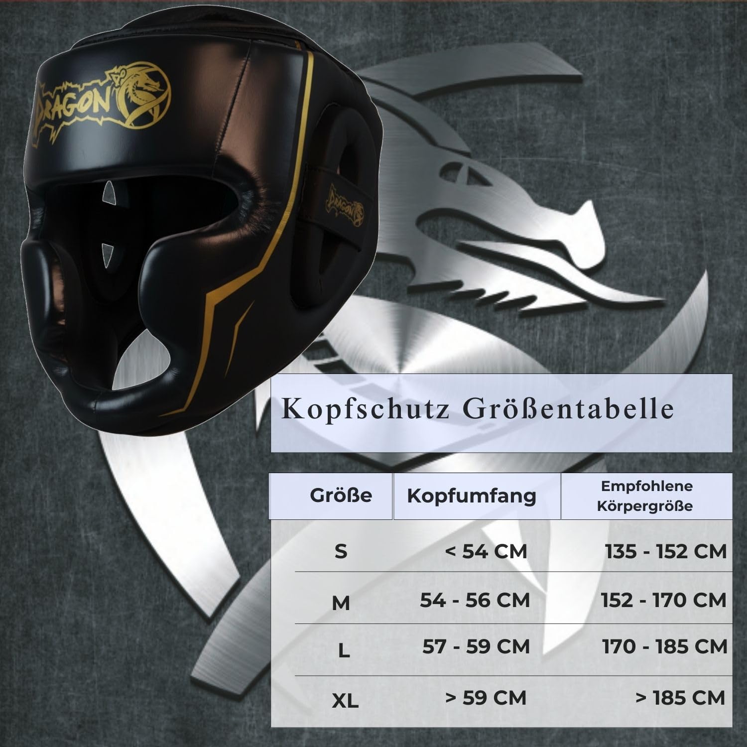 Dragon do 11748-P Legacy Schwarz Black Kopfschutz für Kickboxen, Kampfsport MMA Training Hochwertiges Kunstleder Kopfschützer für Sparring, Boxen, Muay Thai, Karate