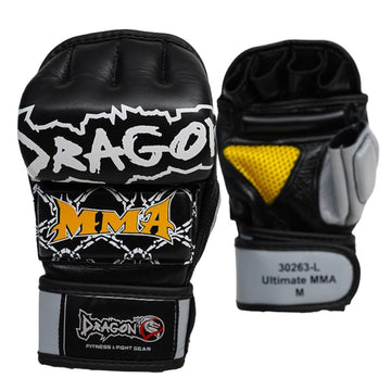 Dragon do 30263-L Ultimate MMA Handschuhe aus echtem Leder, Professionelle Grappling Freefight Handschuhe mit Handgelenkschutz, Open Palm Design für Training Wettkampf