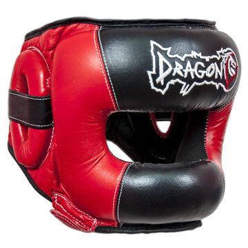 DragonDo 11751-L Profi Boxhelm aus Echtleder mit Stahl-Gesichtsschutz – Hochresistenter Kopfschutz für Sparring & Kampfsport – Verstärkter Schutz gegen Schläge –
