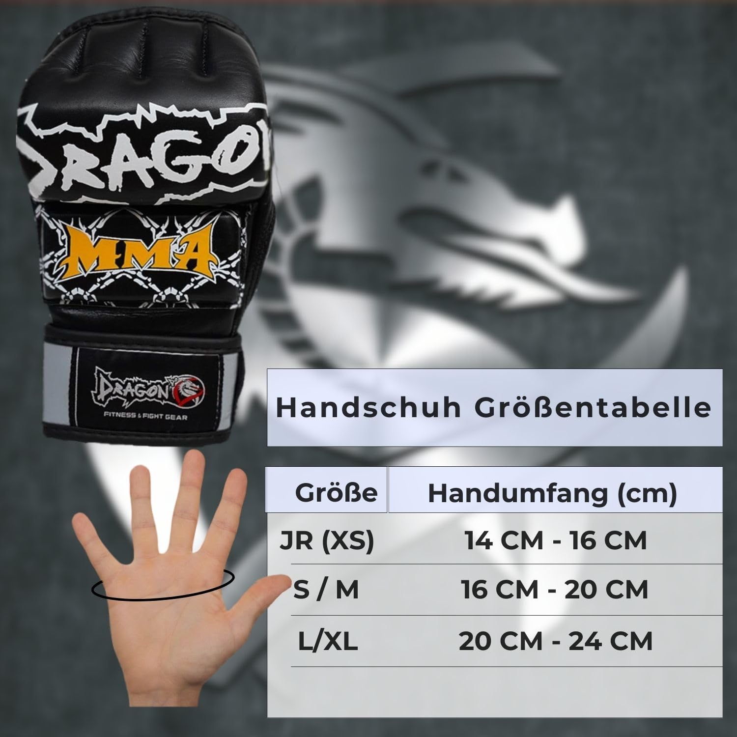 Dragon do 30263-L Ultimate MMA Handschuhe aus echtem Leder, Professionelle Grappling Freefight Handschuhe mit Handgelenkschutz, Open Palm Design für