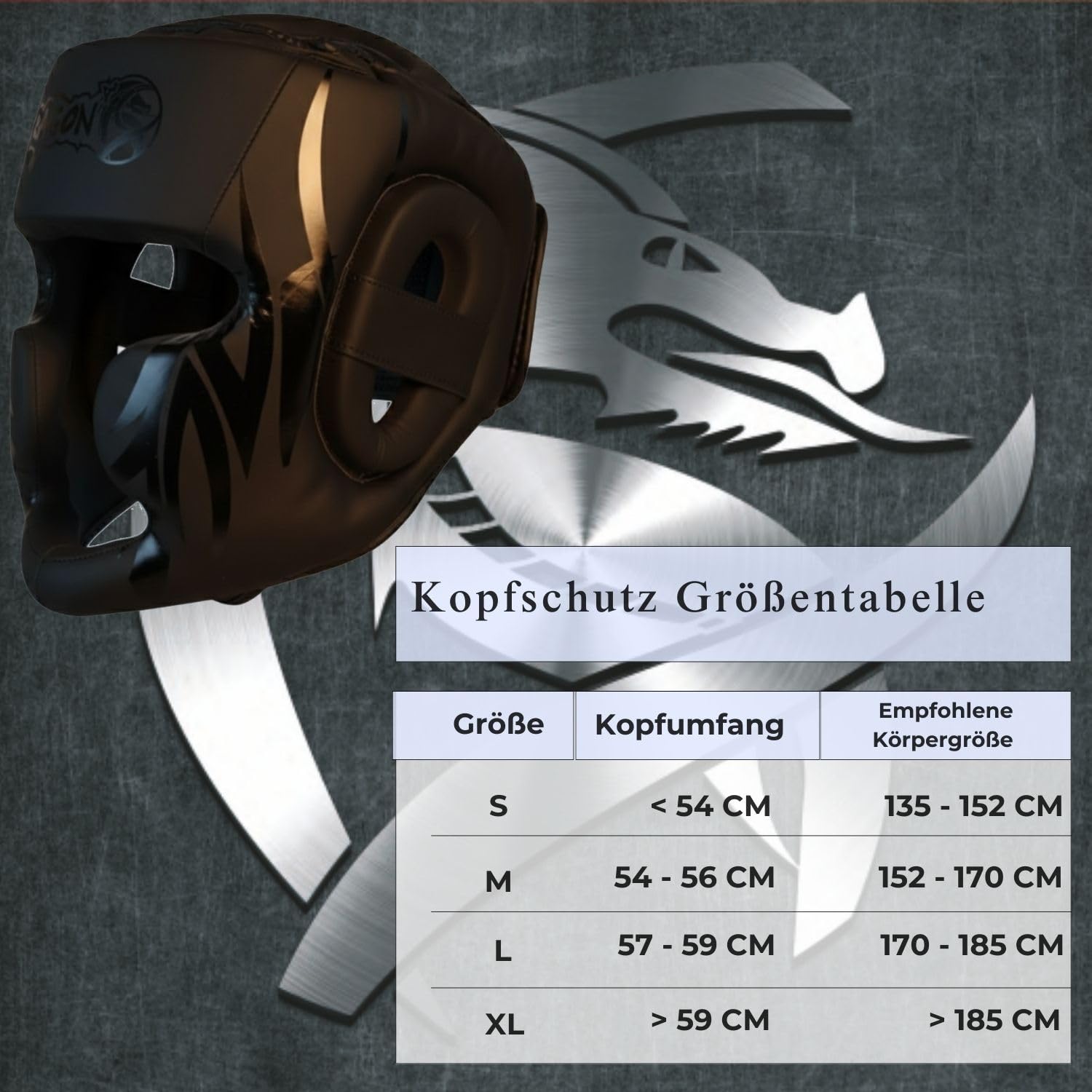 Dragon do 11749-P Mamba Kopfschutz für Kickboxen, Boxen & MMA - Hochwertiger Kampfsport Kopfschützer aus Kunstleder - Verstellbarer Gesichtsschutz für Sparring