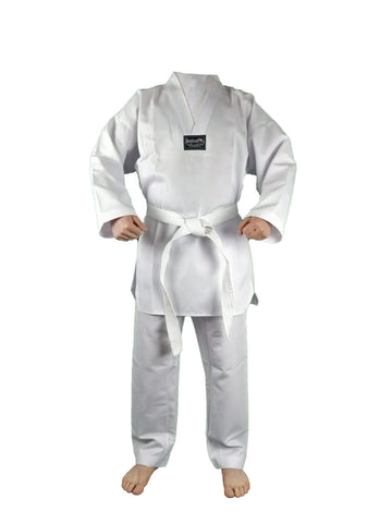 DragonDo 10013 Taekwondo-Uniform Basic 2.0, gerippter Taekwondo-Dobok mit weißem Kragen