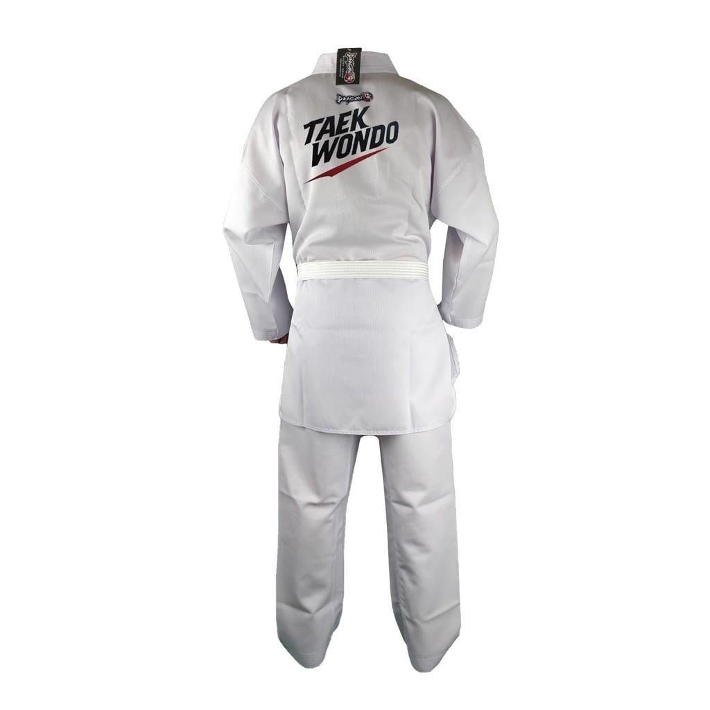 DragonDo 10013 Taekwondo-Uniform Basic 2.0, gerippter Taekwondo-Dobok mit weißem Kragen