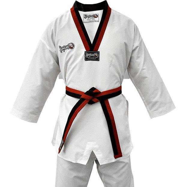 DragonDo 13110 Pum Collar - Schwarzer und roter Taekwondo-Anzug mit Kragen