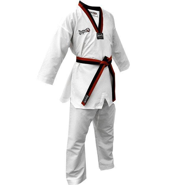 DragonDo 13110 Pum Collar - Schwarzer und roter Taekwondo-Anzug mit Kragen