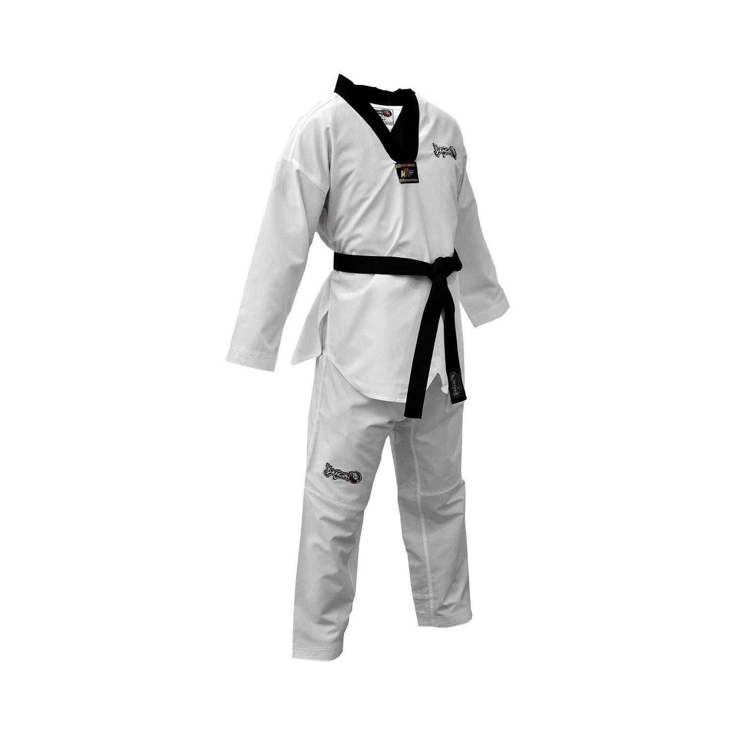 DragonDo 13120 Kämpfer Taekwondo-Anzug mit schwarzem Kragen