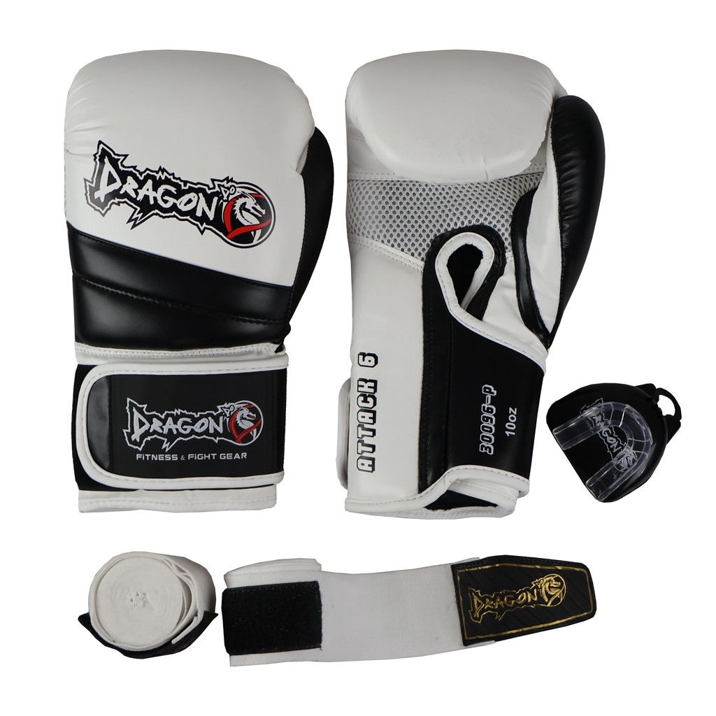 Dragon do 30096-P Attack-6 Boxhandschuhe-Set (Handschuhe + Bandage + Mundschutz)