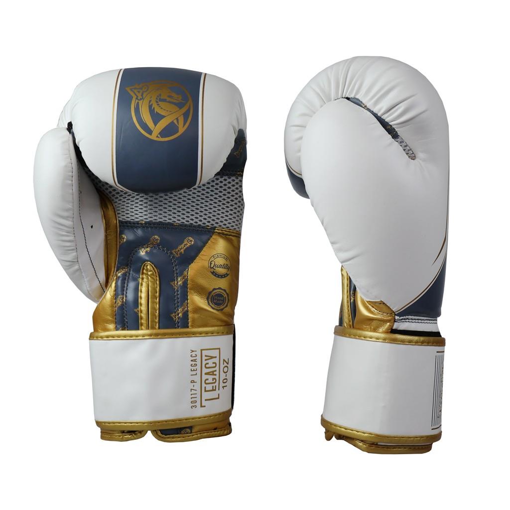 DragonDo 30117-P Legacy Boxhandschuhe Weiß – Trainingshandschuhe für Boxen, Kickboxen und Muay Thai
