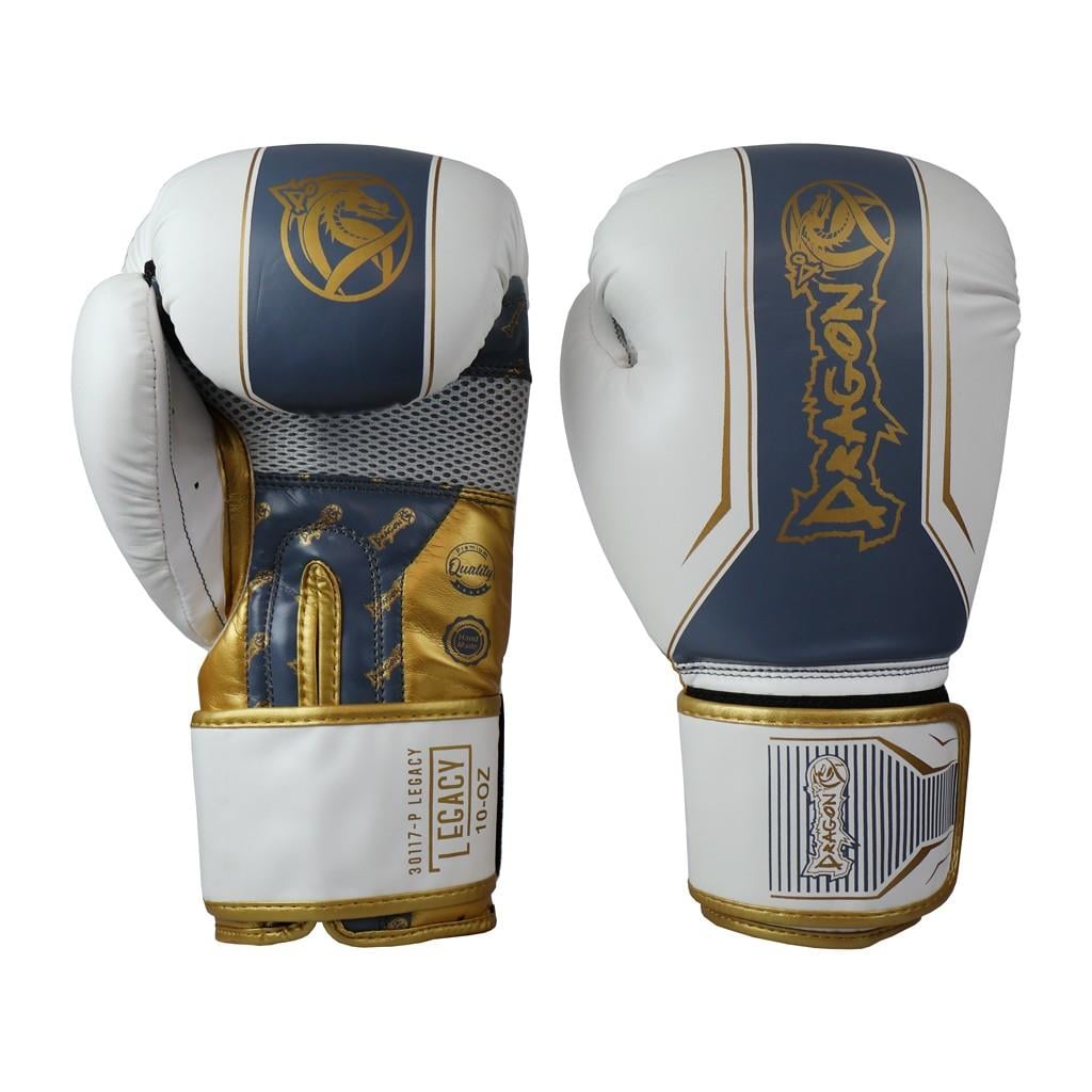 DragonDo 30117-P Legacy Boxhandschuhe Weiß – Trainingshandschuhe für Boxen, Kickboxen und Muay Thai