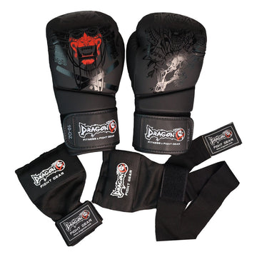 DragonDo 30128-P Yakuza Boxhandschuh-Set (Handschuhe + Gelverband)