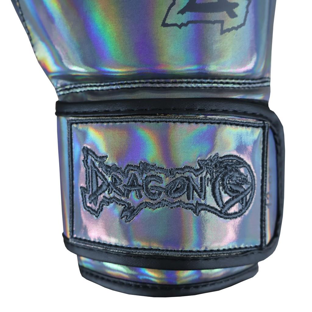 DragonDo 30134-P Glänzende Boxhandschuhe, Glänzende graue Kickbox- und Muay-Thai-Handschuhe