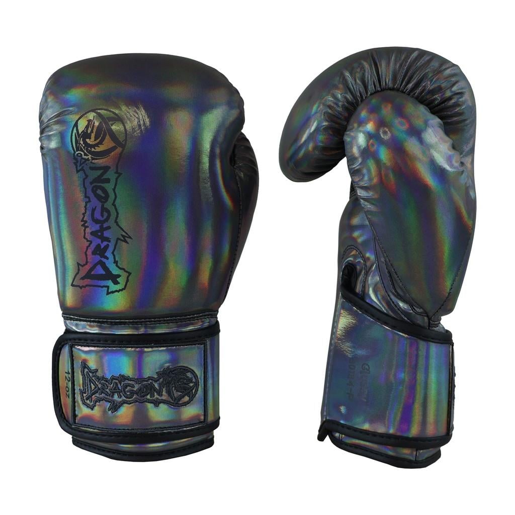 DragonDo 30134-P Glänzende Boxhandschuhe, Glänzende graue Kickbox- und Muay-Thai-Handschuhe