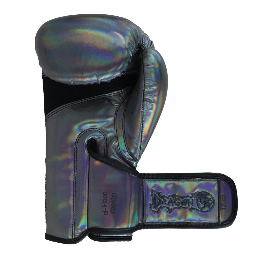 DragonDo 30134-P Glänzende Boxhandschuhe, Glänzende graue Kickbox- und Muay-Thai-Handschuhe