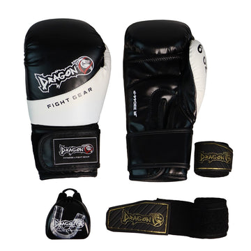 DragonDo 33044-P JR Kinder Boxhandschuhe Set Handschuh+Bandage+Zahnschutz – Trainingshandschuhe für Boxen, Kickboxen und Muay Thai