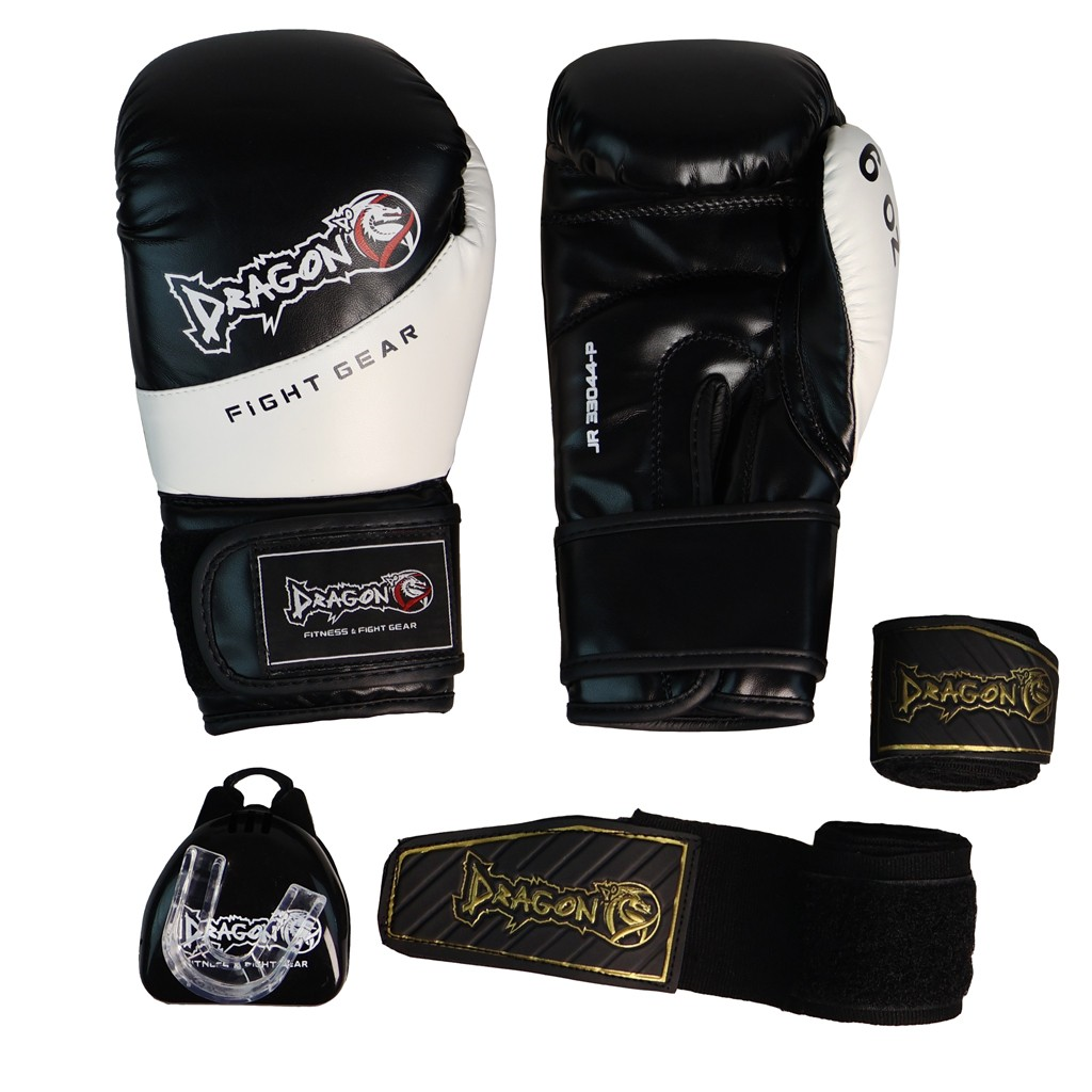 DragonDo 33044-P JR Kinder-Boxhandschuhset (Handschuhe + Bandage + Mundschutz)