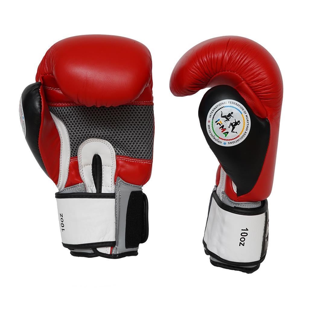 DragonDo 33099-L IFMA-zugelassene Muay-Thai-Boxhandschuhe aus Leder