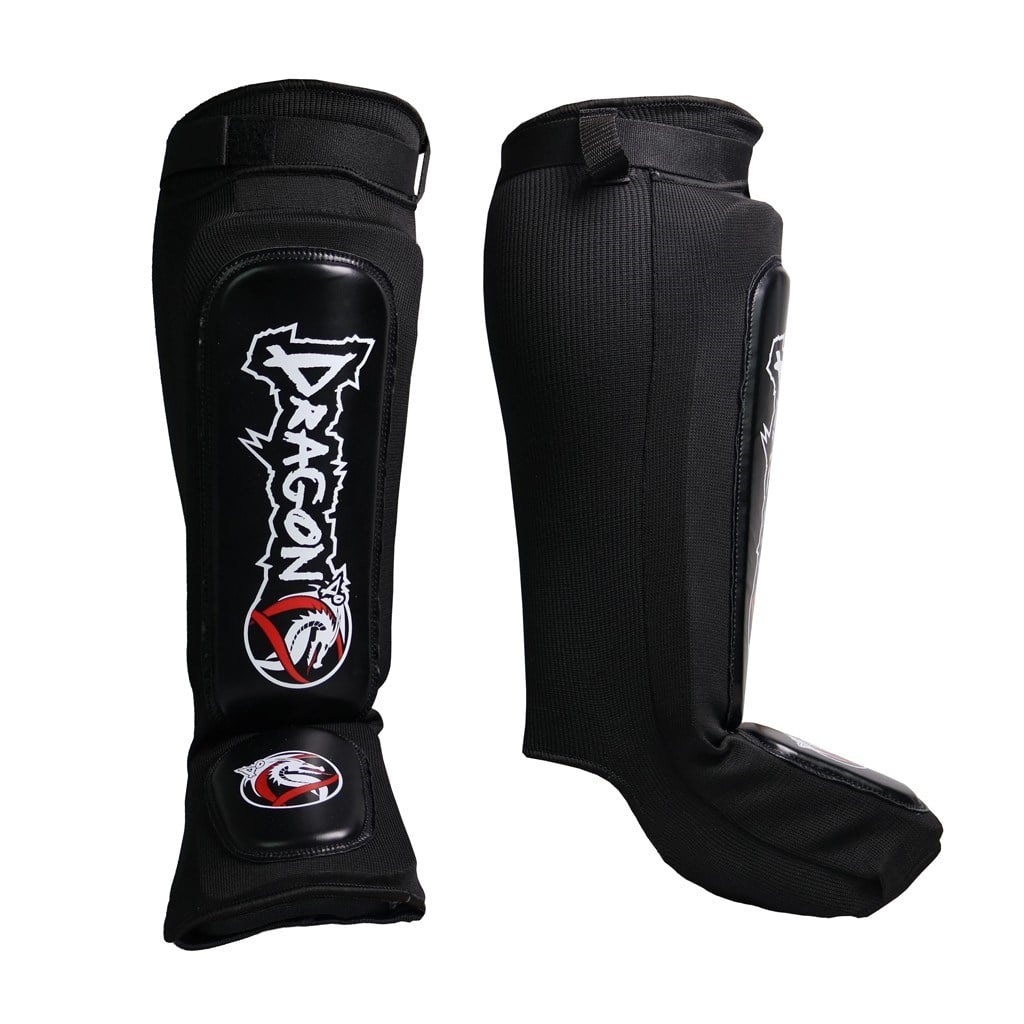 DragonDo 40606-II NEO Elastisch Schienbein- und Fußschutz Leder Kickbox – Fußschutz für Training und Wettkampf