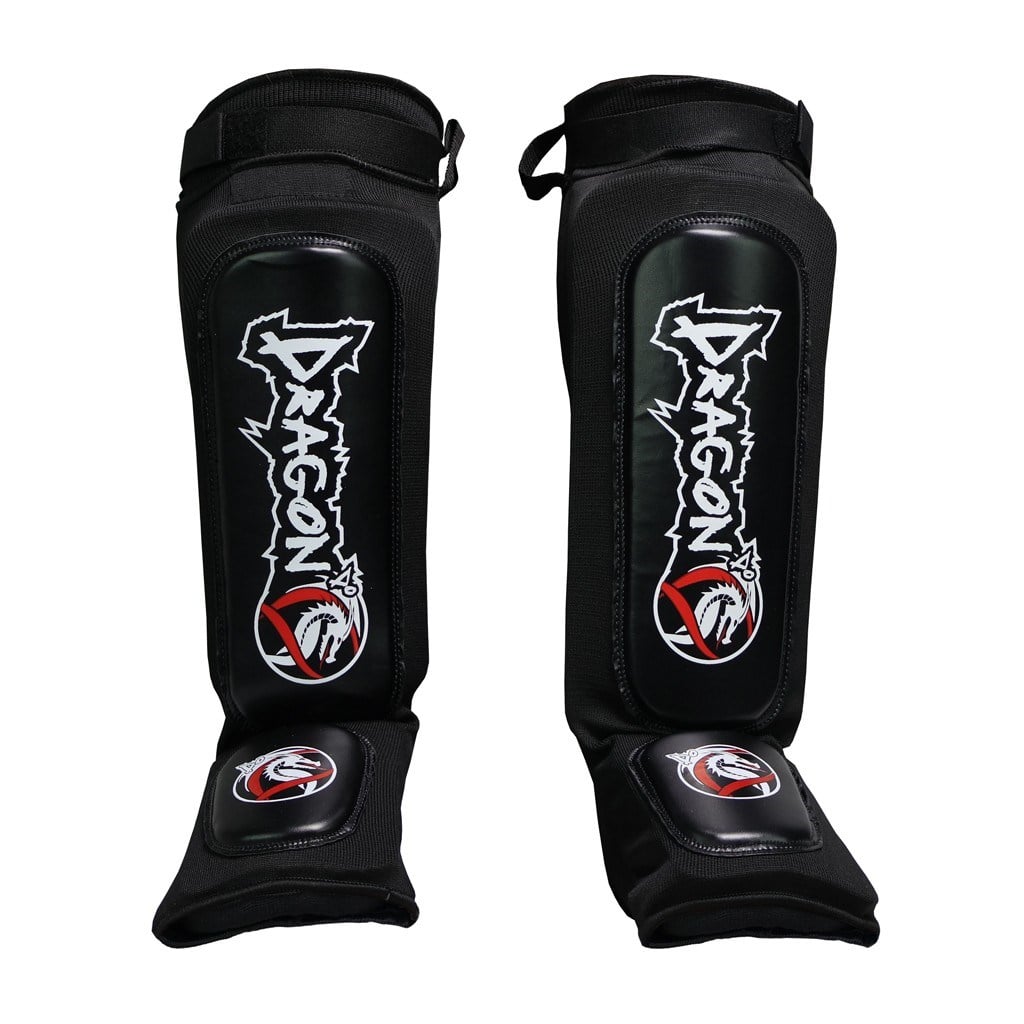 DragonDo 40606-II NEO Elastisch Schienbein- und Fußschutz Leder Kickbox – Fußschutz für Training und Wettkampf