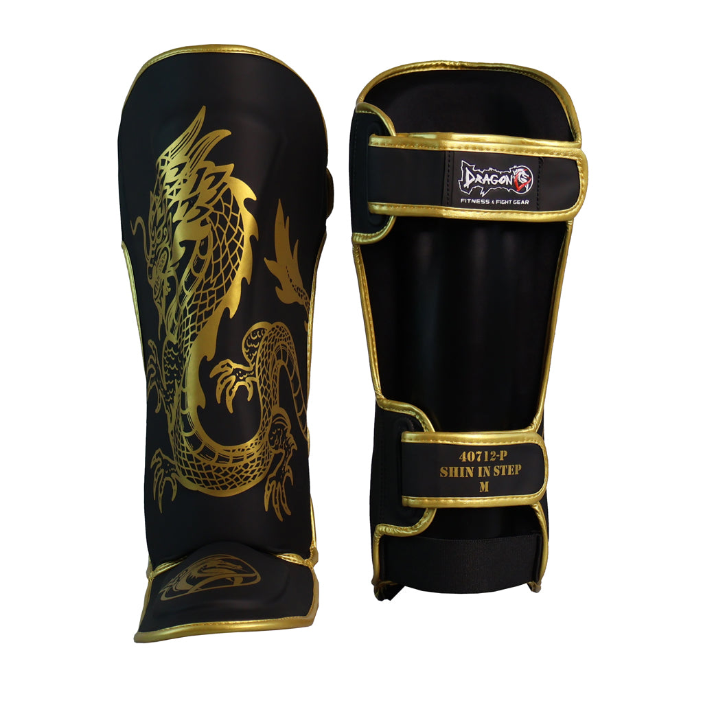 DragonDo 40712-P Gold Fury Schienbein- und Fußschutz Kickbox – Fußschutz für Training und Wettkampf