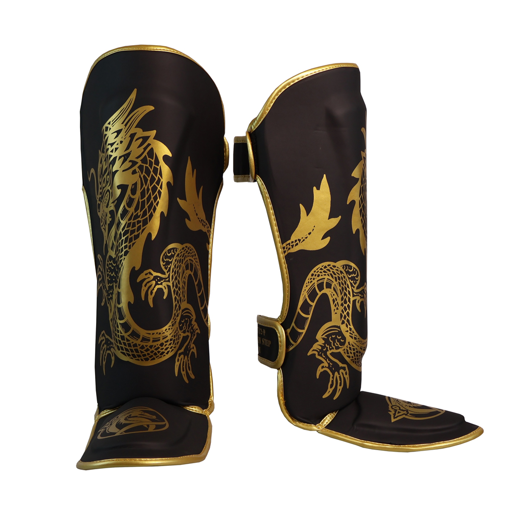 DragonDo 40712-P Gold Fury Schienbein- und Fußschutz Kickbox – Fußschutz für Training und Wettkampf