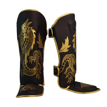 DragonDo 40712-P Gold Fury Schienbein- und Fußschutz Kickbox – Fußschutz für Training und Wettkampf